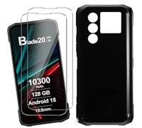 HuiYouMY Cover per Doogee Blade 20/Blade 20 Turbo/Blade 20 Ultra (6.6") con 2 Pezzi Pellicola in Vetro Temperato, Black Custodia Silicone Morbida TPU Ultra-Sottile AntiGraffio Antiurto Case - Nero