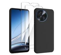 HuiYouMY Cover per Doogee Note 59/Note 59 Pro/Note 59 Pro+ (6.75") con 2 Pezzi Pellicola Protettiva in Vetro Temperato, Black Custodia Silicone Morbida TPU Ultra-Sottile AntiGraffio Antiurto Case-Nero