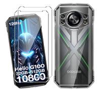 HuiYouMY Cover per Doogee S Cyber Pro (6.58") con 2 Pezzi Pellicola Protettiva in Vetro Temperato, Trasparente Custodia Silicone Morbida TPU Ultra-Sottile AntiGraffio Antiurto Case - Clear