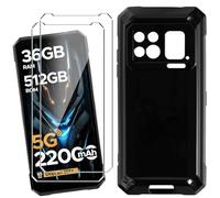 HuiYouMY Cover per Doogee S200 Max (6.72") con 2 Pezzi Pellicola Protettiva in Vetro Temperato, Black Custodia Silicone Morbida TPU Ultra-Sottile AntiGraffio Antiurto Case -Nero