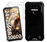 HuiYouMY Cover per Oukitel WP23/Oukitel WP23 Pro/Oukitel WP23 Plus (6.52") con 2 Pellicola in Vetro Temperato, Black Custodia Silicone Morbida TPU Ultra-Sottile AntiGraffio Antiurto Case -Nero