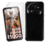 HuiYouMY Cover per Oukitel WP55/Oukitel WP55 Pro (6.6") con 2 Pezzi Pellicola Protettiva in Vetro Temperato, Black Custodia Silicone Morbida TPU Ultra-Sottile AntiGraffio Antiurto Case -Nero