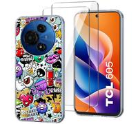 HuiYouMY Cover per TCL 605 (6.67") con 2 Pezzi Pellicola Protettiva in Vetro Temperato, Trasparente Custodia Silicone Morbida TPU Ultra-Sottile AntiGraffio Antiurto Case - XS40