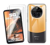 HuiYouMY Cover per Ulefone Armor 23 Ultra (6.78") con 2 Pezzi Pellicola Protettiva in Vetro Temperato, Trasparente Custodia Silicone Morbida TPU Ultra-Sottile AntiGraffio Antiurto Case - Clear