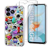 HuiYouMY Cover per Umidigi G5A (6.52") con 2 Pezzi Pellicola Protettiva in Vetro Temperato, Trasparente Custodia Silicone Morbida TPU Ultra-Sottile AntiGraffio Antiurto Case - XS40