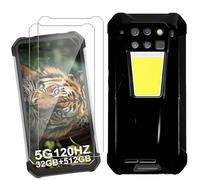 HuiYouMY Cover per Unihertz 8849 Tank 3 Pro (6.79") con 2 Pezzi Pellicola Protettiva in Vetro Temperato, Black Custodia Silicone Morbida TPU Ultra-Sottile AntiGraffio Antiurto Case -Nero
