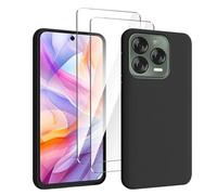 HuiYouMY Cover per ZTE Blade V70 Vita/Nubia V70 Design (6.7") con 2 Pezzi Pellicola Protettiva in Vetro Temperato, Black Custodia Silicone Morbida TPU Ultra-Sottile AntiGraffio Antiurto Case -Nero