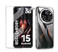 HuiYouMY Custodia 2 in 1 compatibile con Oukitel WP55 Pro Cover con 1 pellicola protettiva in vetro temperato per Oukitel WP55 Pro, custodia sottile in morbido TPU antiurto antigraffio - trasparente