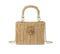 HuiYStar Borsa in Rattan Intrecciata a Mano per Le Donna-Vimini Piazza Estate Paglia Spiaggia Crossbody Borsa a Tracolla