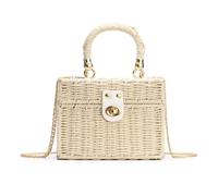 HuiYStar Borsa in Rattan Intrecciata a Mano per Le Donna-Vimini Piazza Estate Paglia Spiaggia Crossbody Borsa a Tracolla