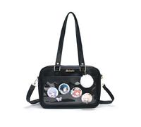 HuiYStar Borsa Ita a Tracolla Kawaii Borsa a Spalla Giapponese con Tasca Frontale per Spille Anime e Charm Pompon Rimovibile
