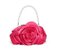 HuiYStar Donna Frizione Borsa Borsa da sera in Raso con Fiori 3D Borsa a Tracolla con Tracolla a Catena