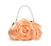 HuiYStar Donna Frizione Borsa Borsa da sera in Raso con Fiori 3D Borsa a Tracolla con Tracolla a Catena