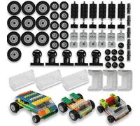 HUIZDQ Set di 120 ruote e assi, pneumatici per auto, mattoni da costruzione, compatibili con le principali marche, ragazzi e ragazze dai 6 anni in su