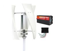 HUIZHITENGDA 48v, Kit di Turbina Eolica Verticale da 4000W, 220V 48V 24V 12V, Turbina Eolica a Tre Pale Silenziosa per Produzione di Energia con Invertitore di Tensione, Adatta per Cortili/Strade