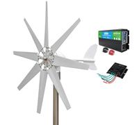 HUIZHITENGDA Generatore Eolico a 8 Pale 3000W 12V 24V | Funzionamento Silenzioso, Forte Resistenza al Vento, Dotato di Controller MPPT per Sistemi Eolici