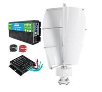 HUIZHITENGDA Kit Generatore Eolico Verticale A 2 Lame da 3000W, con Inverter 12V 24V 48V 220V, Generatore Eolico A Magneti Permanenti per Barche, Terrazze, Bungalows E Illuminazione Stradale,220v