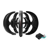 HUIZHITENGDA Turbina Eolica Verticale, 5000W 220V 12V 24V 48V Generatore Eolico da Tetto A 5 Pale Adatto per Illuminazione di Lampioni Stradali con Controller MPPT (Nero),12v