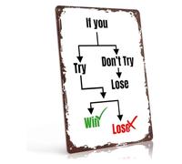 HUJWLBWF Classic Decision Sign Try Or Dont Try Room Art 8x12 Inch | Simple installation requires no extra tools or hardware Makes gift for homeowners and decor enthusiasts