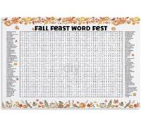 HUJWLBWF Fall Word Search Game Poster Canvas Print Home Kitchen Wall Decor