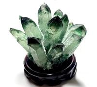 HUJWLBWF Green Quartz Crystal Cluster for, Points,Crystals Ornament for Feng Shui Home Decor And Gift,with Base,300g