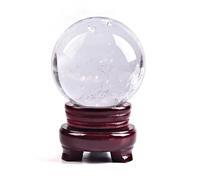 HUJWLBWF Handcrafted Crystal Ball with Stand, Clear Quartz Stone for Feng Shui Divination,Photography Prop Elegant Home Party Decor,3.9"(10cm)