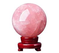 HUJWLBWF Rose Quartz Magic Crystal Ball Ornament Sphere + Base,11cm