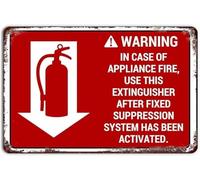 HUJWLBWF Warning in Case of Appliance Fire Vintage Iron Plaque Fire Prevention Decor for Garage Workshop 8 X 12 in