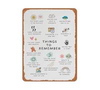 HUJWLBWF Weathered Metal Tin Sign Things To Remember Manifestation List For Vanity Table Makeup Area Walk In Closet Boho Wall-Art Plaque 8 X 12 inch