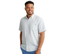 HUK Camicia da Uomo Bottoni a Maniche Corte Kona Button-Down, Striscia Cross Dye-Bianco, M