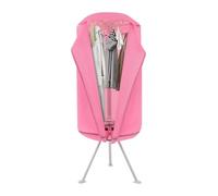 HuKaiL Asciugatrice piccola, a doppio strato, con riscaldamento PTC da 0 a 180 minuti e capacità di carico di 10 kg, piccolo stendibiancheria con tre gambe di supporto, 65 x 145 cm, rosa
