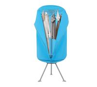 HuKaiL Asciugatrice piccola, a doppio strato, con riscaldamento PTC da 0 a 180 minuti e capacità di carico di 10 kg, piccolo stendibiancheria con tre gambe di supporto, 65 x 145 cm, blu