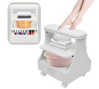 HuKaiL Carrello per manicure per pedicure a 3 livelli, carrello spa portatile con cassetti e 4 rulli universali, pediluvio con capacità di carico di 50