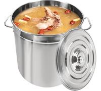 HuKaiL Pentola da 50 l, da 40 cm, in acciaio inox, con coperchio a scomparsa e manici, per stufare, arrostire e mantenere al caldo