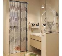 HuKaiL Tenda in bambù, 90 x 220 cm, 31 righe, in bambù, colore marrone, beige, con motivo a onde, in legno, per tende da porta, tende decorative e divisori