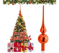 Hukermoon Puntale per Albero di Natale 26 cm, Cima in Vetro, Christmas Tree Topper per Decorazione (Arancione)