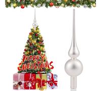 Hukermoon Puntale per Albero di Natale 26 cm, Cima in Vetro, Christmas Tree Topper per Decorazione (Bianco)