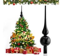 Hukermoon Puntale per Albero di Natale 26 cm, Cima in Vetro, Christmas Tree Topper per Decorazione (Nero)