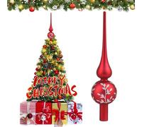 Hukermoon Puntale per Albero di Natale, Cima Albero di Natale 26 cm, Puntale Vetro Albero di Natale, Punta Albero di Natale, Christmas Tree Topper per Decorazione Albero di Natale (Rosso Opaco)
