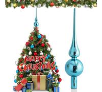 Hukermoon Puntale per Albero di Natale, Cima Albero di Natale 26 cm, Puntale Vetro Albero di Natale, Punta Albero di Natale, Christmas Tree Topper per Decorazione Albero di Natale (Blu)