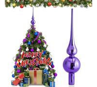 Hukermoon Puntale per Albero di Natale, Cima Albero di Natale 26 cm, Puntale Vetro Albero di Natale, Punta Albero di Natale, Christmas Tree Topper per Decorazione Albero di Natale (Viola)