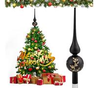 Hukermoon Puntale per Albero di Natale, Cima Albero di Natale 26 cm, Puntale Vetro Albero di Natale, Punta Albero di Natale, Christmas Tree Topper per Decorazione Albero di Natale (Nero Opaco)