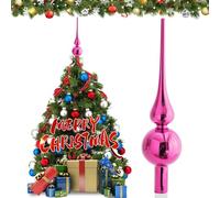Hukermoon Puntale per Albero di Natale, Cima Albero di Natale 26 cm, Puntale Vetro Albero di Natale, Punta Albero di Natale, Christmas Tree Topper per Decorazione Albero di Natale (Rosa)