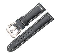 HUKILU yaoqijie Cinturino for orologio in vera pelle da 20, 22, 24, 26 mm, da donna e da uomo, con fibbia in acciaio, blu, verde, rosso e marrone. lasting(Blue Silver Buckle,20mm)