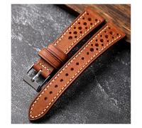HUKILU yaoqijie Cinturino in pelle di vacchetta italiana Pueblo artigianale ventilato 18 19 20 21 22MM Bracciale ultra sottile da uomo verde marrone grigio lasting(Yellow brown,20mm)