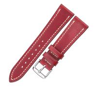 HUKILU yaoqijie Cinturino orologio in pelle di mucca 18mm 20mm 22mm 24mm Cinturini in pelle bovina marrone blu rosso verde con fibbia in acciaio inossidabile argento lasting(Red,24mm)