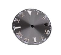 HUKILU yaoqijie Quadrante for orologio con scala romana da 29 mm, adatto for movimento NH35 NH36, finestra del calendario verde luminosa, accessori for orologi lasting(Silver)