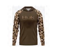 (HUKLM25212A79-S) Camicia da pesca da uomo Huk con cappuccio, UPF 50, protezione solare per l'estate