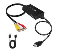 Hukneqn Adattatore RCA a HDMI, Convertitore da RCA a HDMI, Supporta PAL/NTSC, Compatibile con PS2, Xbox, SNES, N64, VHS, VCR
