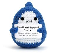 HUKUMA Squalo di Supporto Emotivo all'Uncinetto,Idee Regalo Donna Compleanno,Mini Peluche Motivazionale a Forma di Squalo, Positive Regali Divertenti per un Amica,Idee Regalo Donna Compleanno